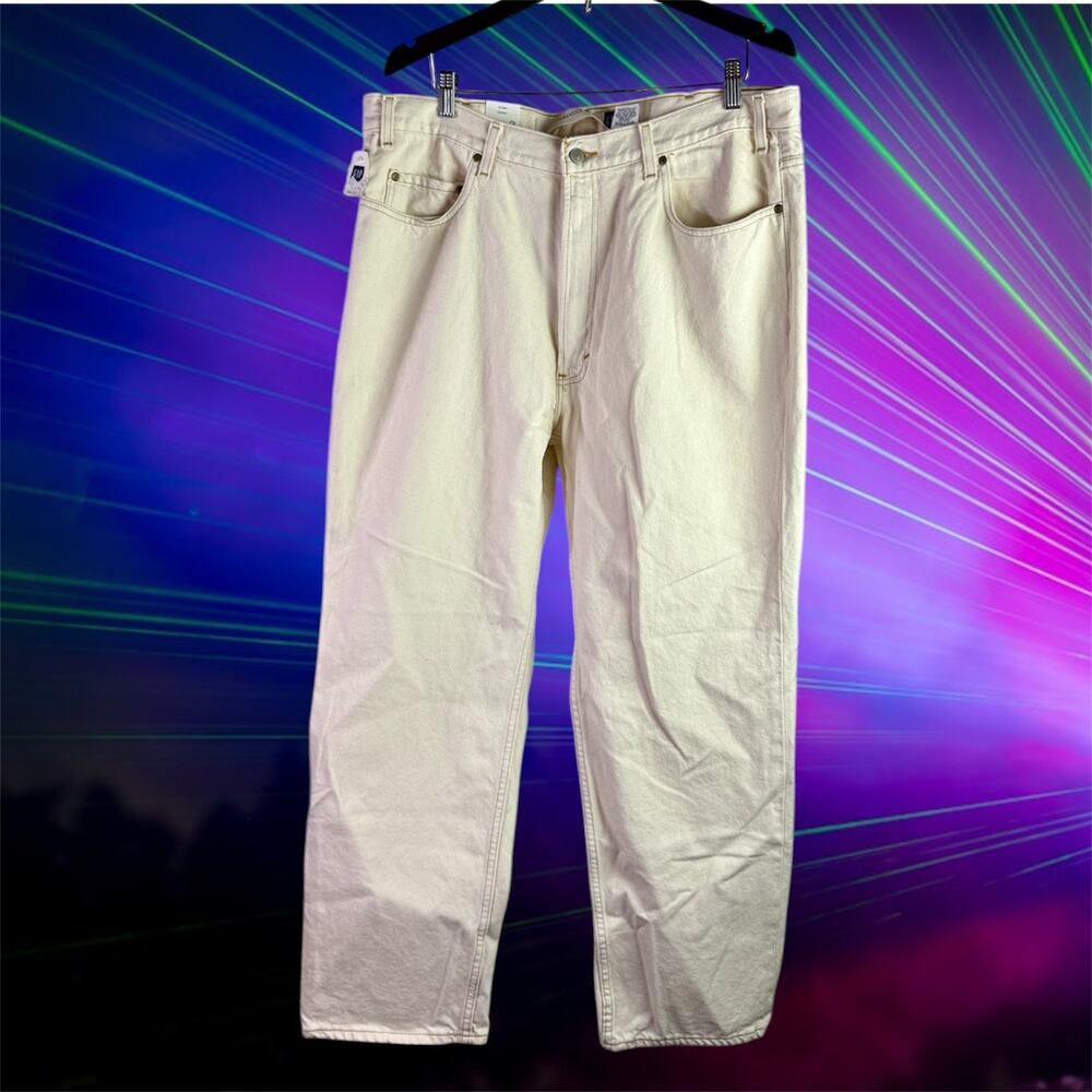 ⭐️GAP NWT Men's 40x30 Cream Colored 100% Cotton Relaxed Straight Leg Jeans Y2K